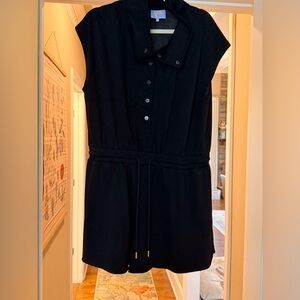 Black Short-Sleeve Drawstring Romper